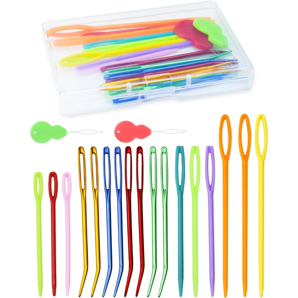 

Assorted Yarn Needles Set Bent Tapestry Darning Weaving Plastic Blunt Knitting Needles Large Eye for Sewing Crochet