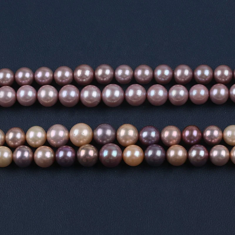 

12-15mm Natural Pink Purple Color Freshwater Edison Round Pearl Beads Strand