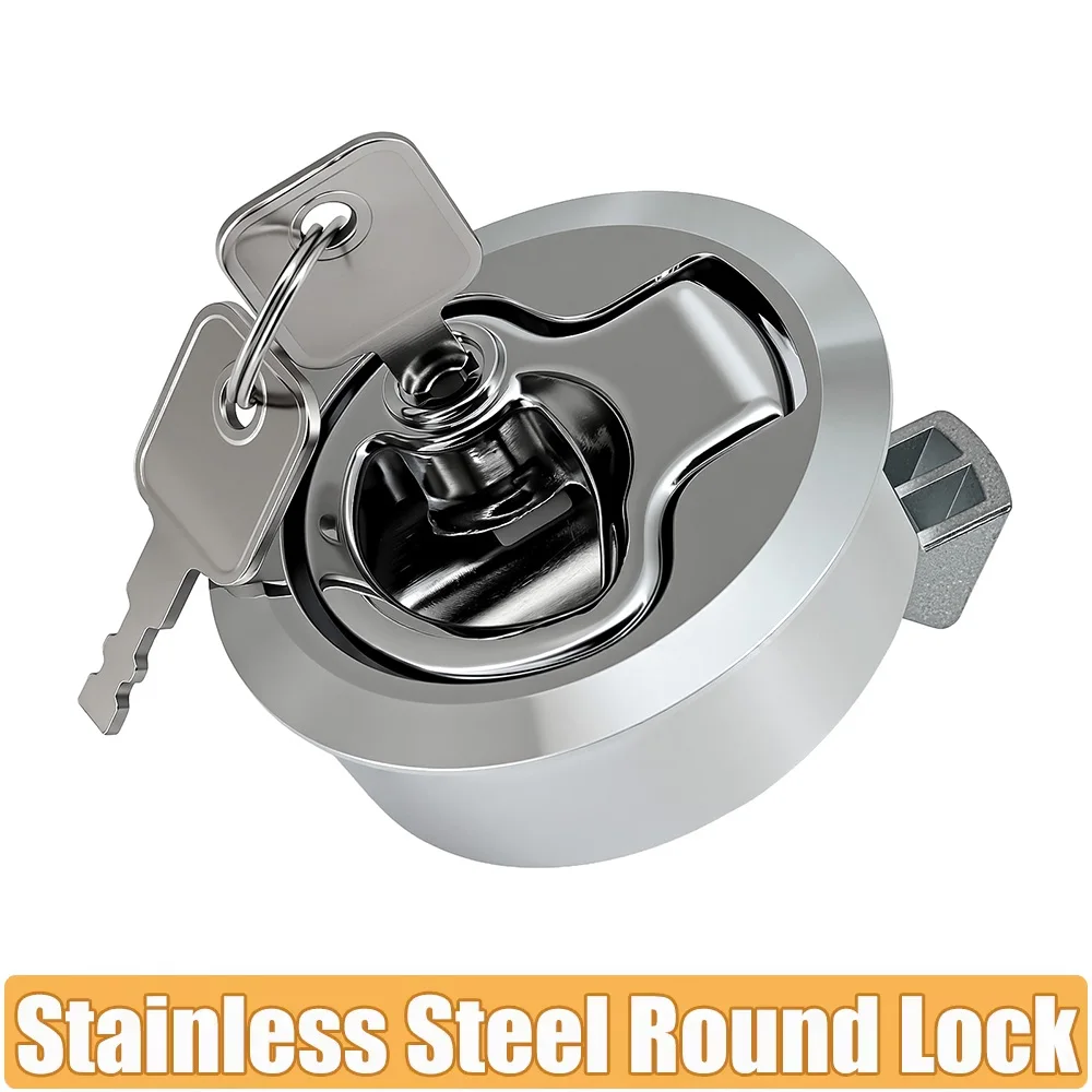 

Stainless Steel 2" Flush Pull Locker Hatch Latch Marine Floor Lock Floor Buckle for RV Yacht Camper Door Cabinet Lock with Key