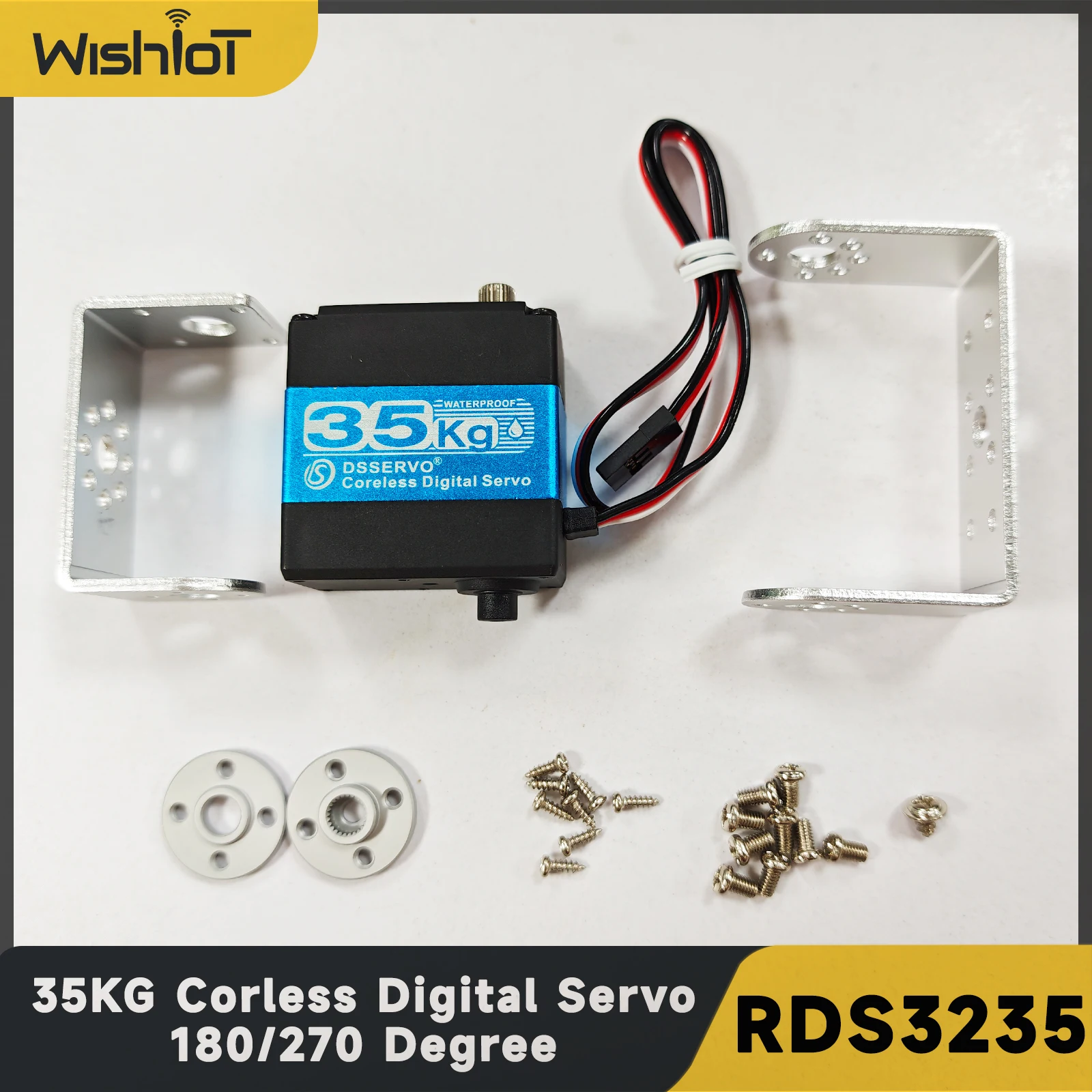 5PCS RDS3235 Digital Servo Robot Servo Coreless Motor 35KG High Torque Metal Gear U-Shaped Servo Bracket Arm Plate 180/270Degree