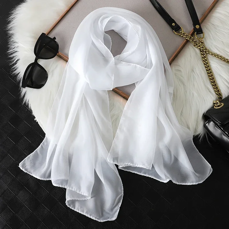

2023 New Fashion Summer Women soild color Beach Scarf Silk Shawls Headband Female Headband Wraps Sunscreen Hijab Wholesale