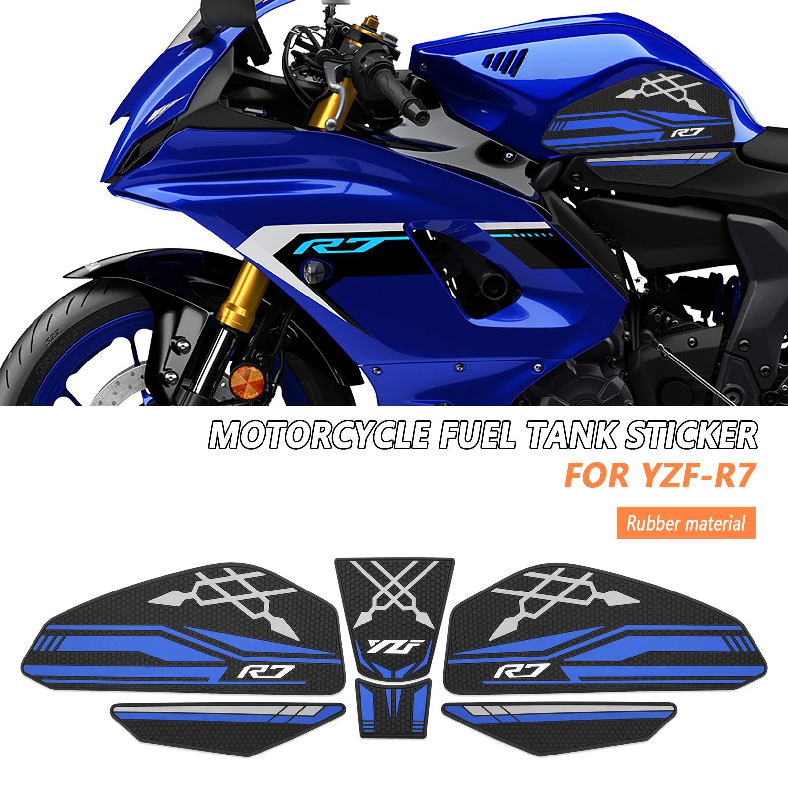 

NEW Motorcycle fuel tank pad fuel tank traction pad anti-slip side fuel tank sticker For Yamaha YZF-R7 YZFR7 2021 2024-2025