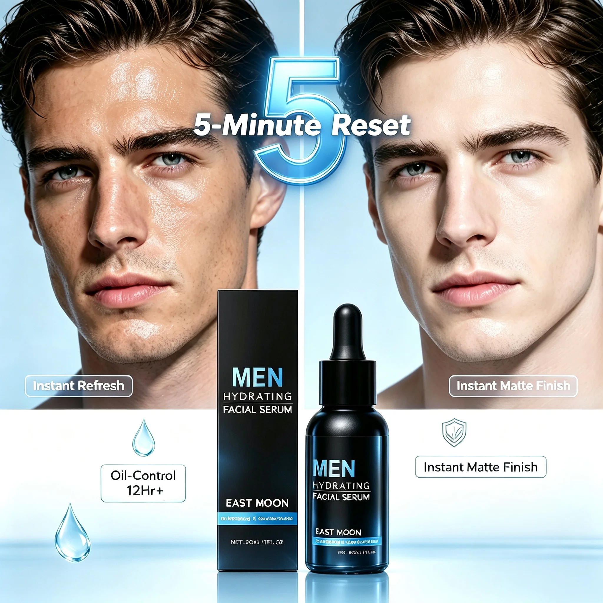 Men's Hydrating Facial Serum,Deep Hydration&Firming&Anti Wrinkle,Post Shave Relief,Lightweight&Non Greasy,All-in-One Efficiency