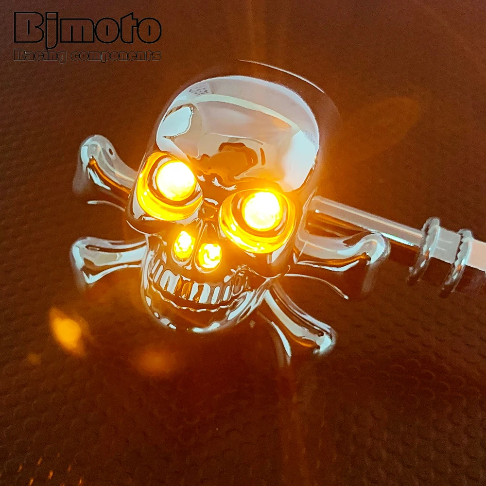 Vintage Turn Signals Motorcycle LED Lights Lamp skull Direction Indicator Blinker Indicator Tail Light For Choppers Cafe Racer