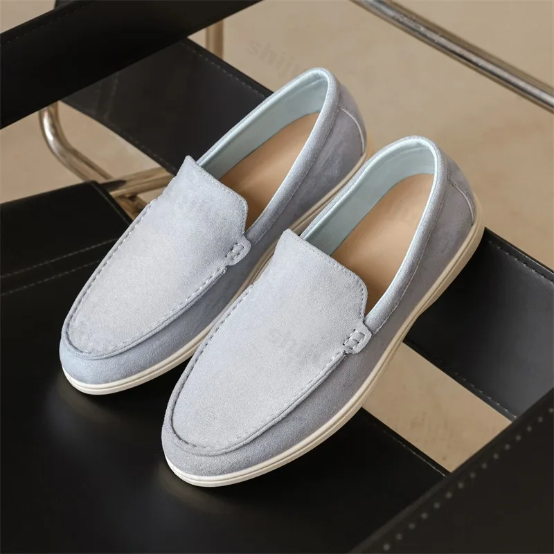 Men Flat Loafers 2026 Frosted Suede Flat Shoes Comfortable Non Slip Fashion Loafers Lightweight Trendy Outdoor Casual Shoes New