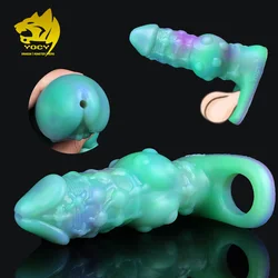 YOCY Big Knot Animal Penis Sleeve Soft Silicone Penis Enlargement Cock Sheath Glowing In The Dark  Sex Toy For Women Men