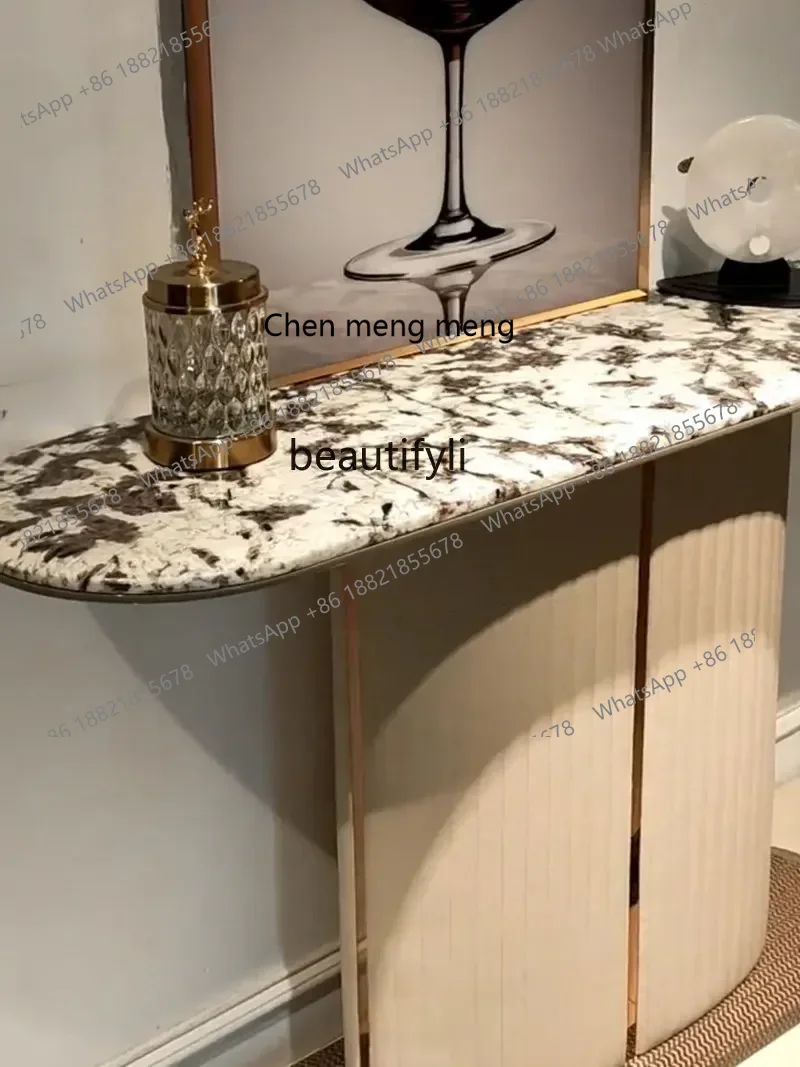 Italian Light Luxury Console Hotel Lobby Corridor Marble Side View Luxury Stone Console Tables