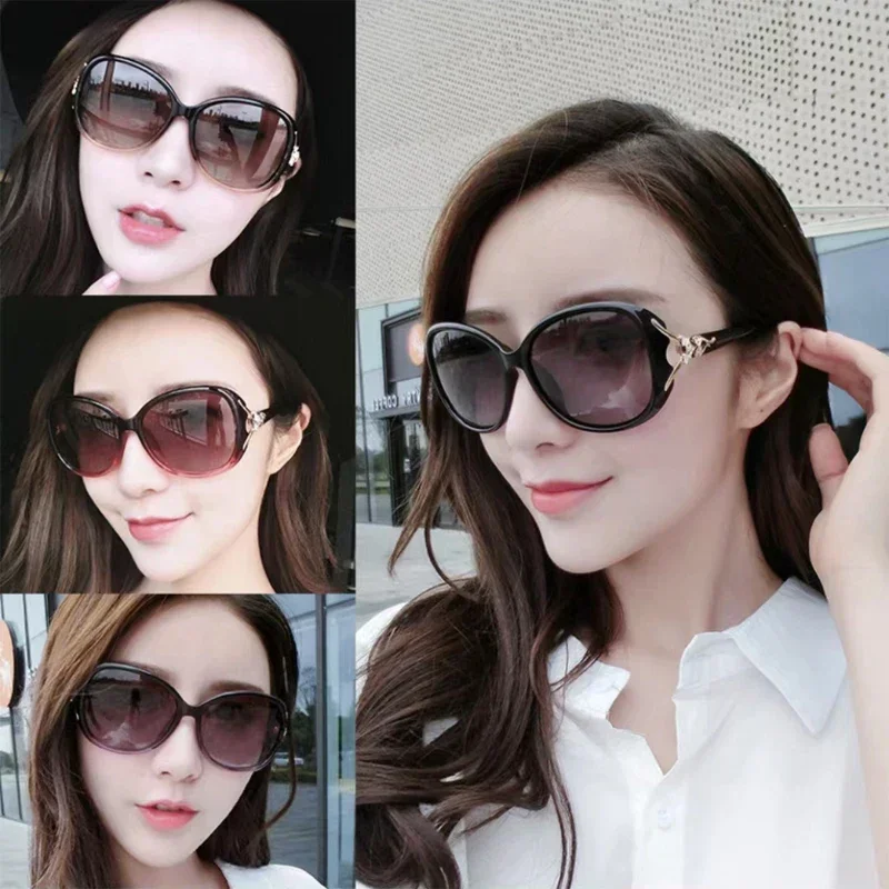 New Luxury Designer Vintage Sunglasses Women UV Blocking Textured Sunglasses Gradient Black Outdoor Sunglasses