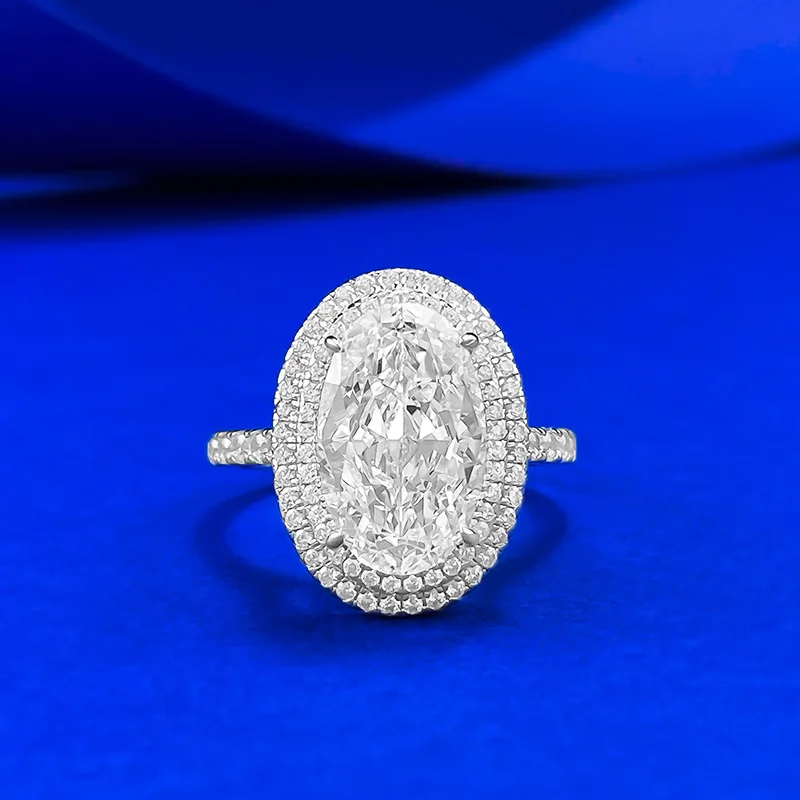 

S925 Silver High Carbon Diamond 8*13 Slender Dove Protein Diamond Ice Flower Cut Diamond Women's Wedding Ring Fashion Jewelry Gi