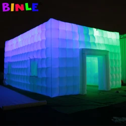 Magic Illuminated Wedding White Inflatable Cube Tent With Led Lighting Mobile Inflatable Night Club Room For Outdoor Events