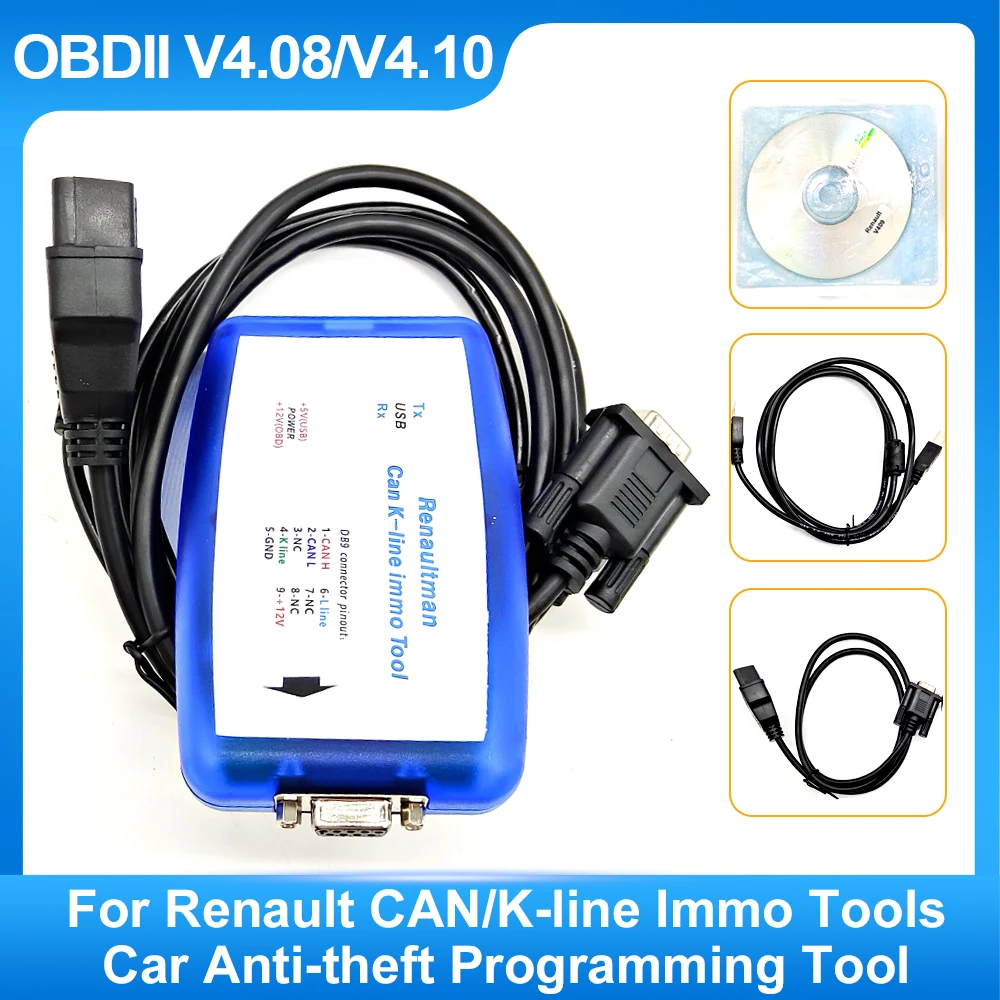 

OBD2 V4.08/V4.10 for Renault CAN K-line Immo Tool Car Anti-theft Programming Tool Read/Write R/W EEPROM Connector for Renaultman