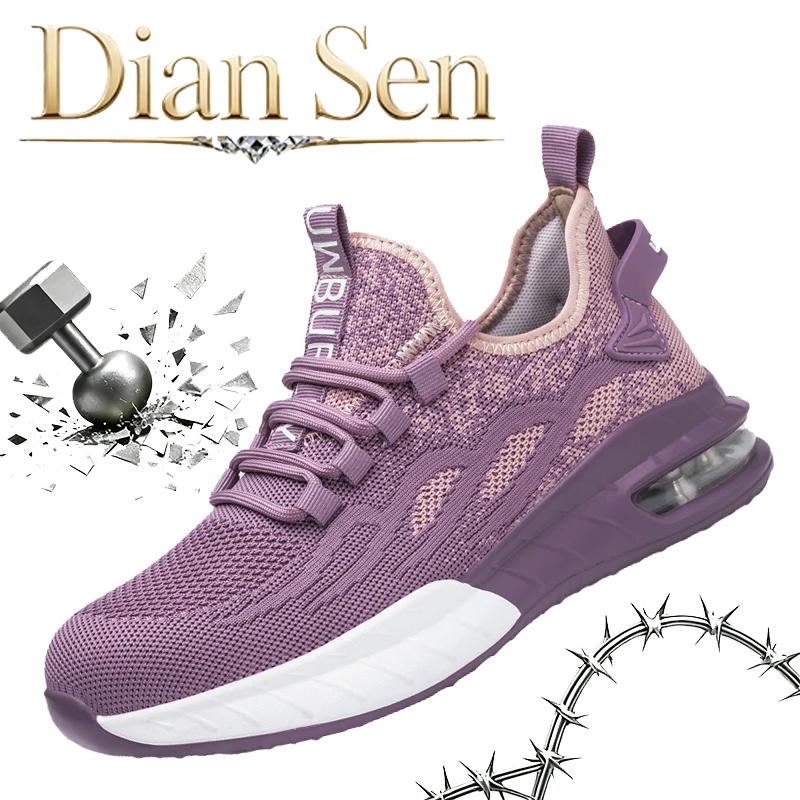 Women Safety Shoes Breathable Mesh Lightweight Comfortable Non‑slip Durable Puncture‑proof For Outdoor Trail Working Scenarios