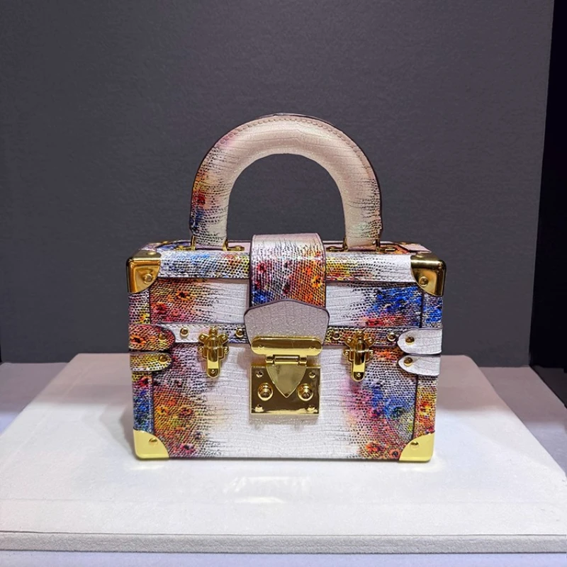 

Luxury Brand New Handbag Gradient Color Leather Lizard Pattern Crossbody Box Bags for Women Sac À Main Femme
