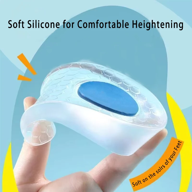 Silicone Height Increase Insoles for Men Women Shoes Inserts Invisible Heightening Insoles for Shoes Heel Lift Gel Foot Pads