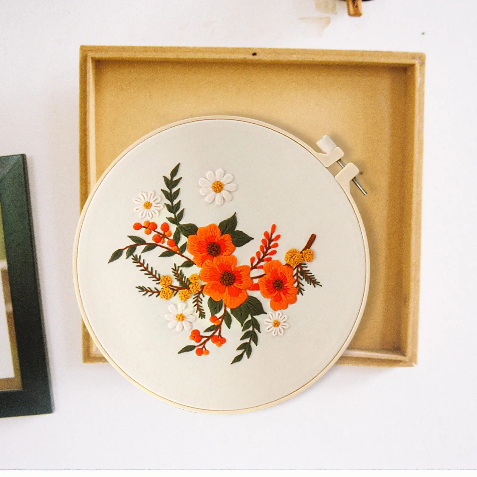 Beginner Embroidery Kit with Premium Threads, Needles, Hoop & Patterns for Cross Stitch and Quilting Practice