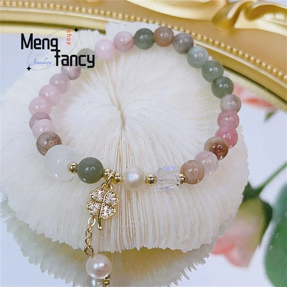 

New Colored Stone Female Simple Temperament Lucky Grass Beaded Bracelet Exquisite High-grade Sexy Young Girls Fashion Jewelry