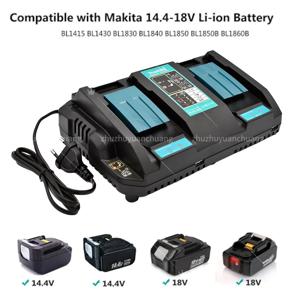 Original Dual USB Port charger for Makita Battery Charger 14.4V 18V BL1860 BL1830 BL1840 BL1430 BL1415 BL1850 BL1845