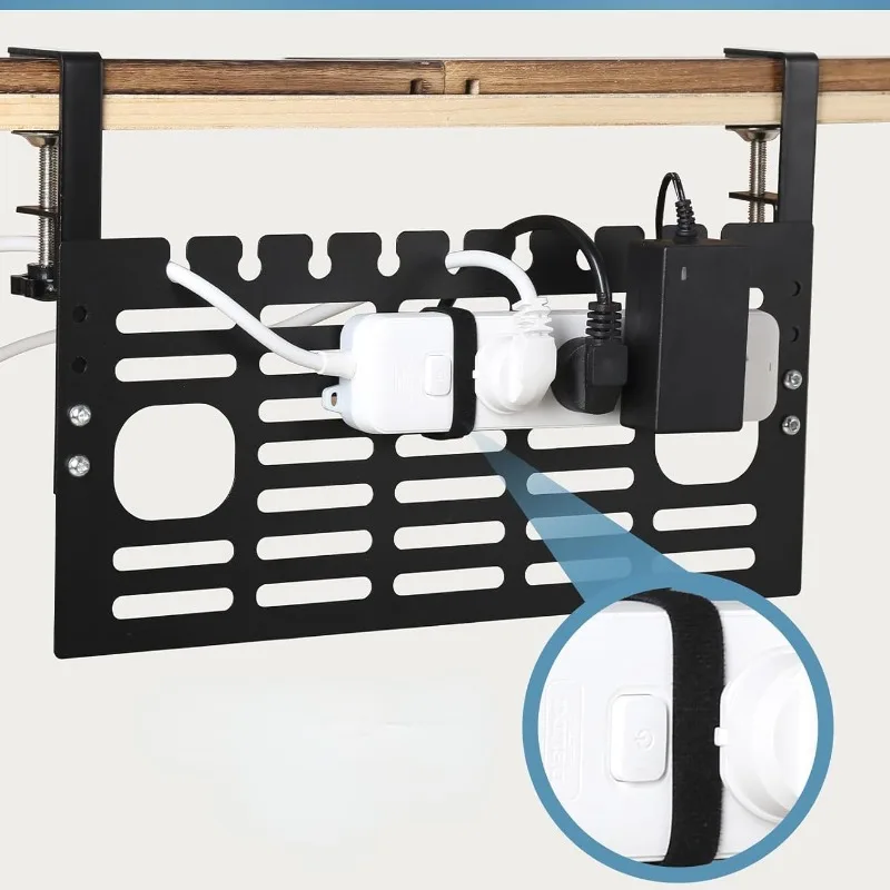 Cable Management Under Desk Wire Organizers Cord Management Pannel Design with Clamp Cable Clips for Desk Side Storage