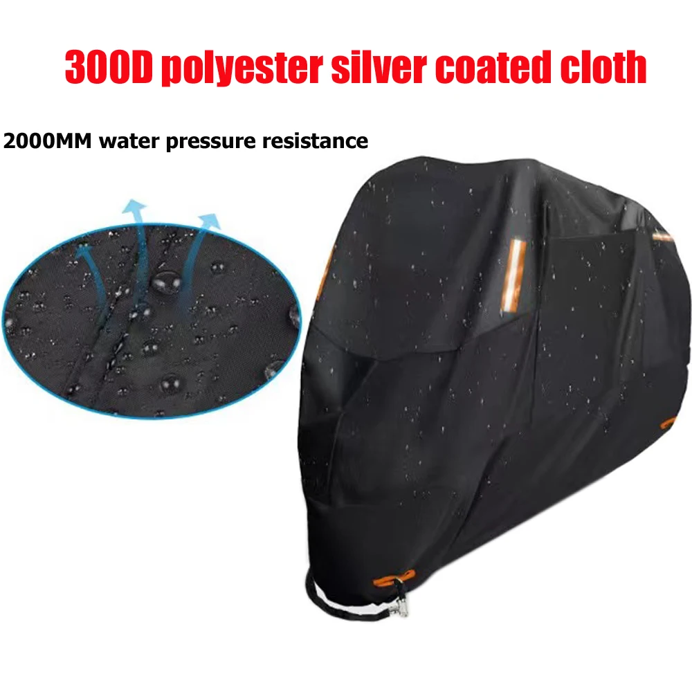 Black Motorcycle Cover Waterproof Motors Dust Rain Bike Cover For Snow Indoor Outdoor UV Protector Cover Motorcycle Parts