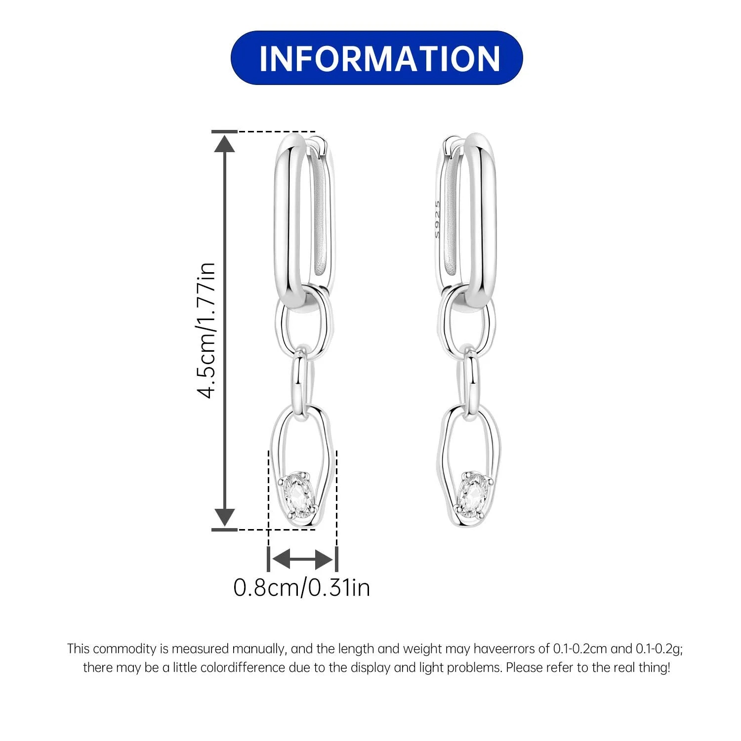 PANPOKI 925 Sterling Silver Detachable Chain Earrings Jewelry Hoop Earrings Women Jewelry Party Trendy Festival Gifts - Image 6