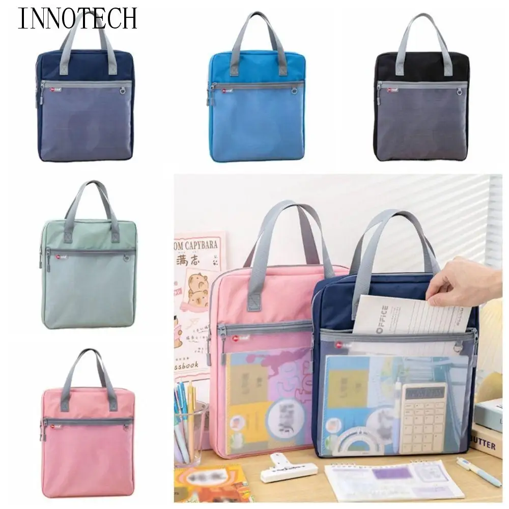 

Lightweight Portable Book Storage Bag Handheld Waterproof A4 File Organizer Large Capacity Zipper Art Storage Bag for Students