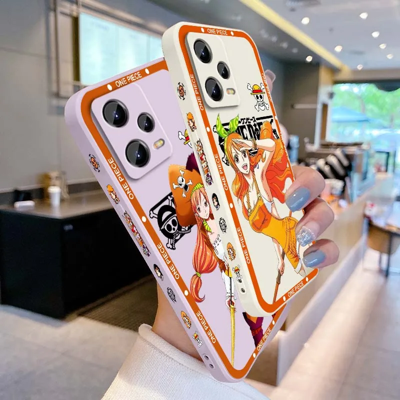 

One Piece Nami Cartoon Phone Case For Xiaomi Redmi Note 15 14 13 13R 12 12R 11 11T 11S Pro Plus 5G Liquid Left Rope