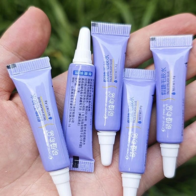 Mini pegamento para pestañas de secado rápido con juego de pinzas, pegamento adhesivo blanco duradero resistente al agua para pegamento para extensión de pestañas, cosméticos