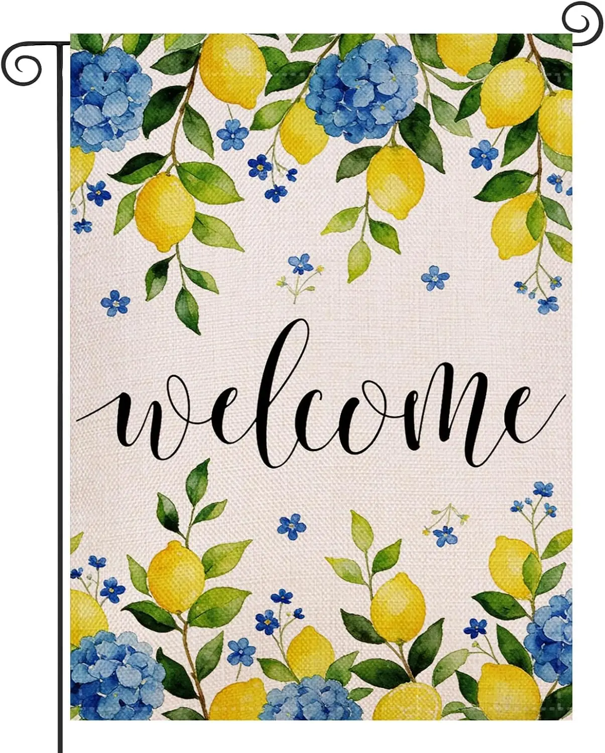 Summer Lemon Garden Flag 12.5x18 Inch Double Sided Outside, Hydrangea Floral Welcome Yard Outdoor Flag yyi