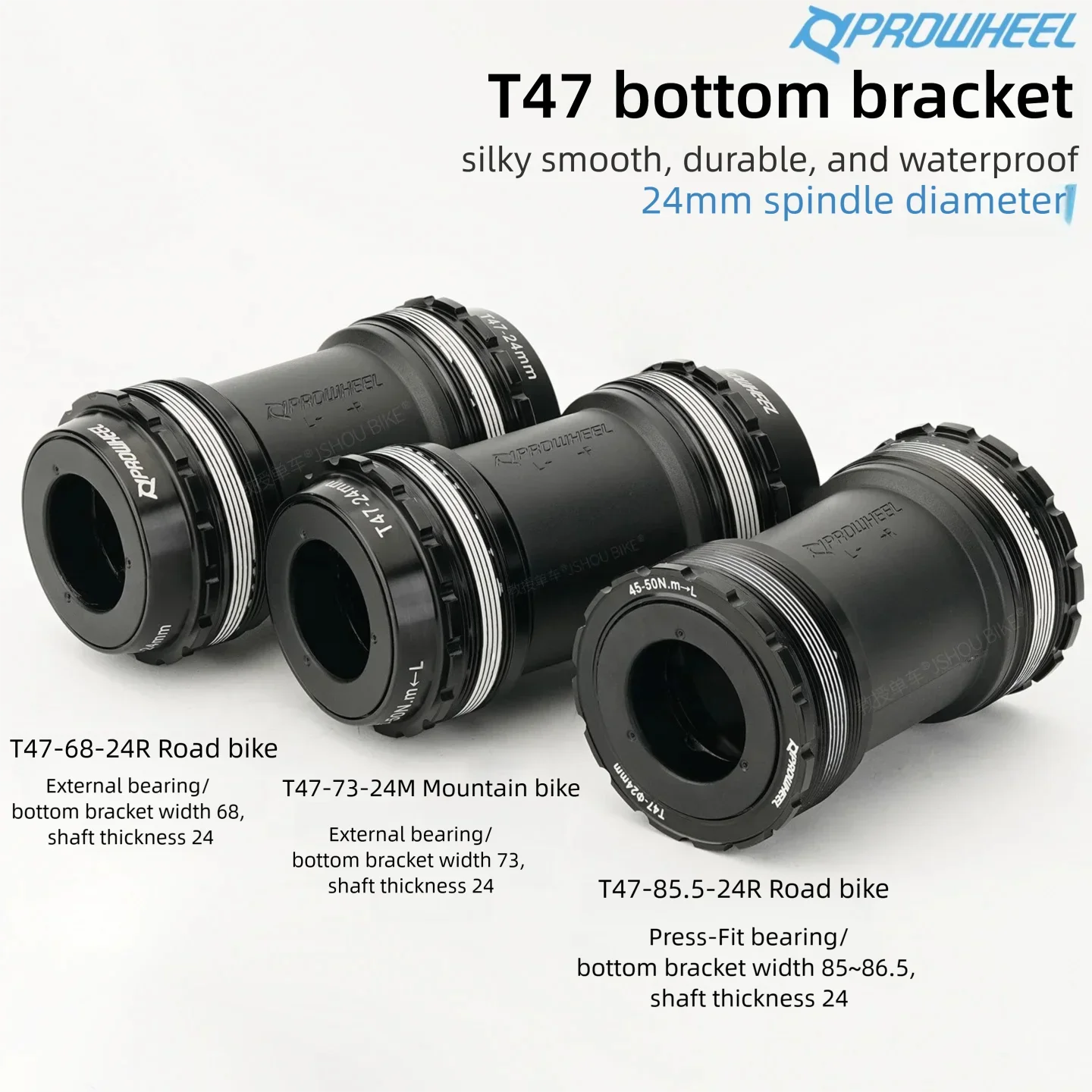 

PROWHEEL T47 Thread Bottom Bracket 24mm Shaft Crankset BB Universal for MTB Road Bicycle 68 73 85.5 86.5mm Shell Bike Parts