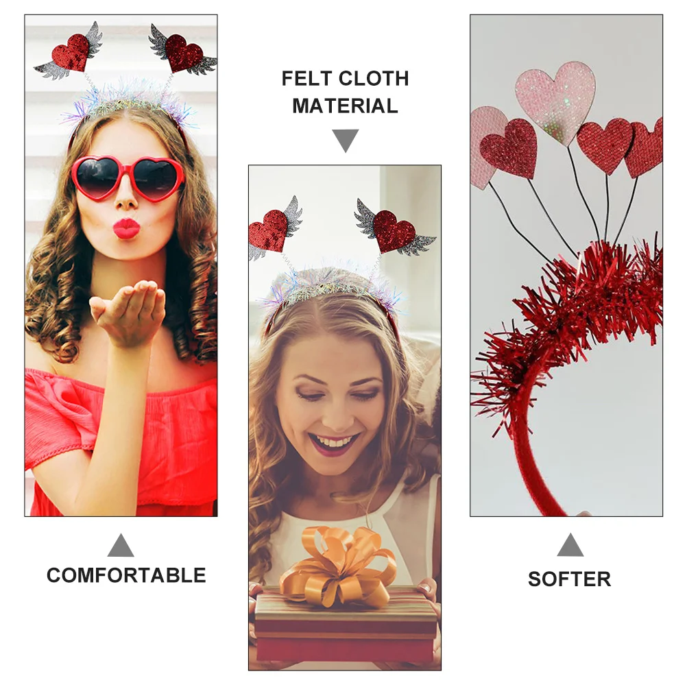 

2 шт. милых ободков для волос на День святого Валентина, креативные головные уборы, превосходное качество изготовления, удобные в использовании