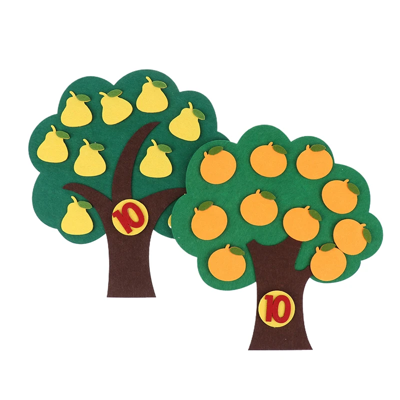 Kindergarten Farbe Anzahl Obst Kognitive Lehrmittel Filz Obst Baum Puzzle Kinder Frühe Bildung Spielzeug