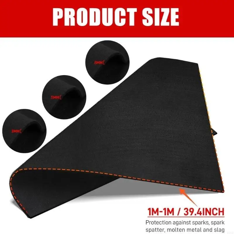 Cobertor soldagem à prova fogo universal, construção fibra carbono 100cm x 100cm, resistente ao calor para e uso