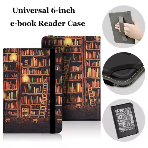 Hand Support 6 inch e-Reader Cover Paperwhite 1/2/3/4 PU Leather Universal Protective Case for Boox/Kobo/Kindle 10/11/12th 2024