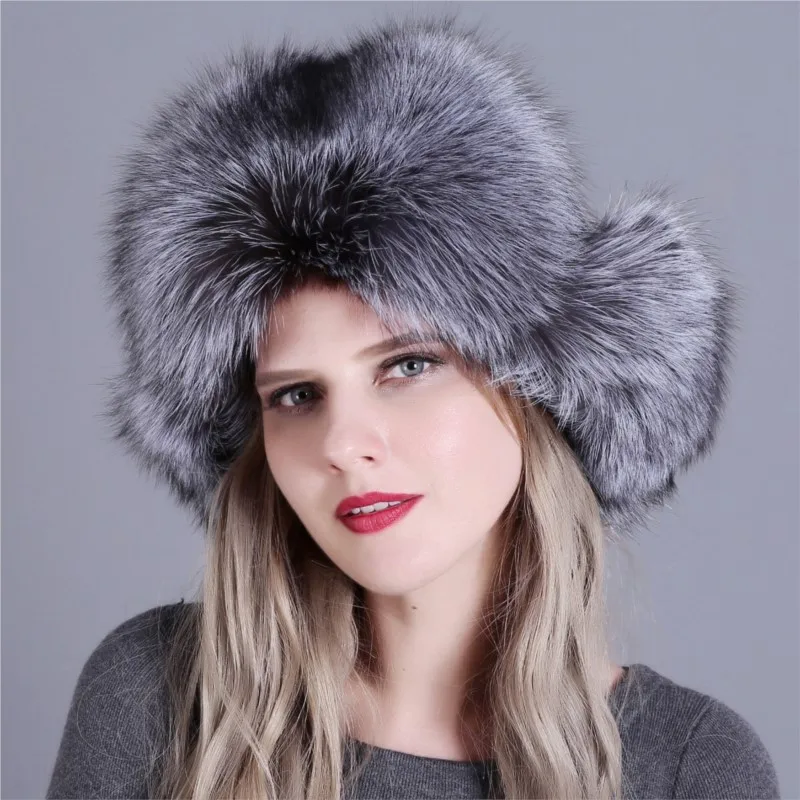 

New rolled-up fur warm women's hats thickened adult