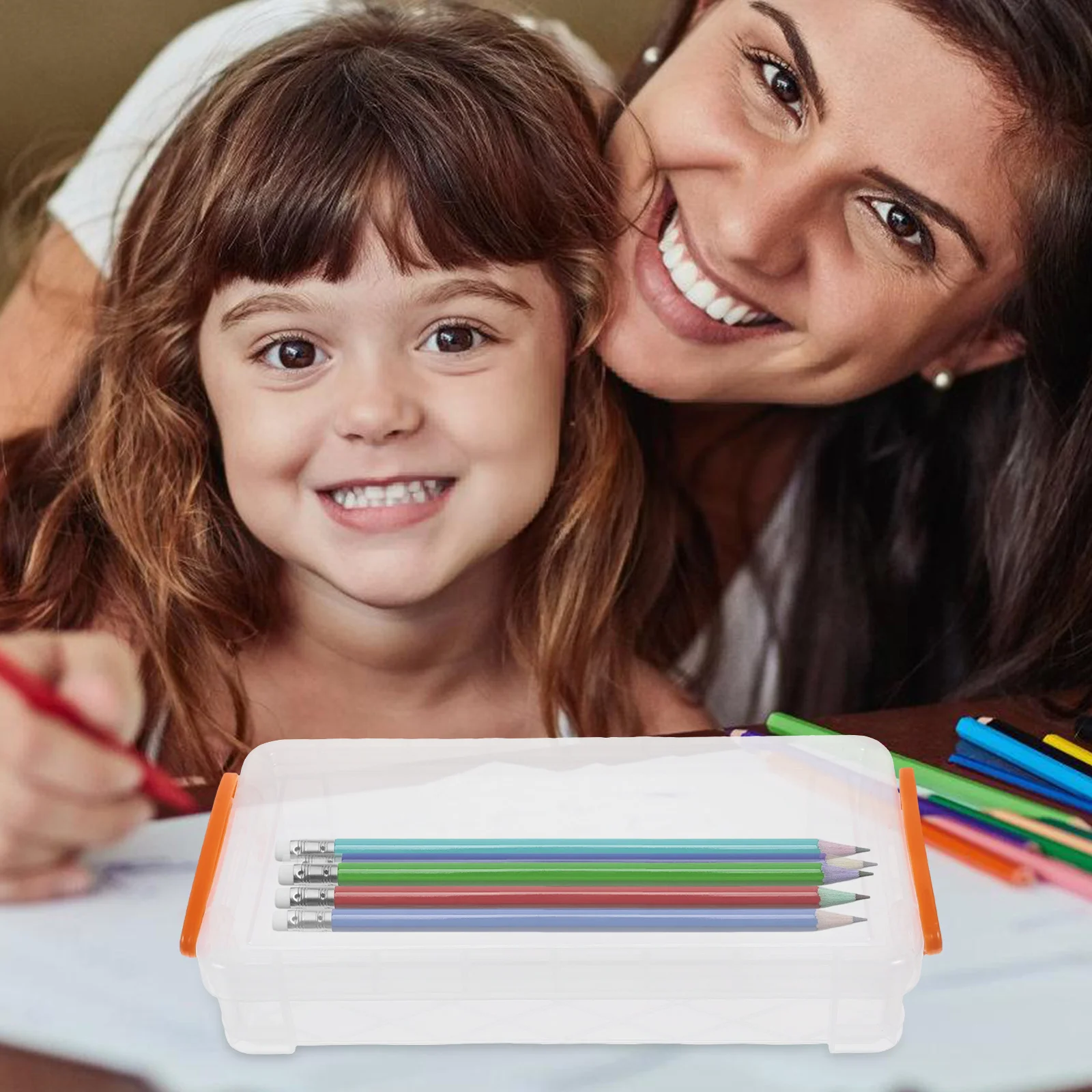 

Large Capacity Box Durable Students Pencil Organizers Plastic Storage Organizer Students School Office Desk Use Pen Supply Case