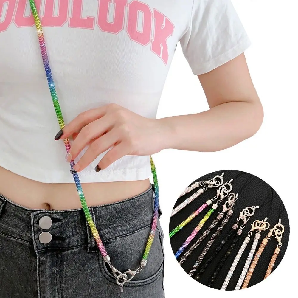 

Fashion Crystal Rhinestone Phone Lanyard Bright Bling Bling Phone Anti-lost Rope Crossbody Strap Keychain Phone Accessories