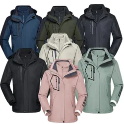 Chaqueta de esquí 3 en 1 para hombre y mujer, abrigo cálido con capucha, a prueba de viento, impermeable, resistente al desgaste, para exteriores, senderismo y escalada