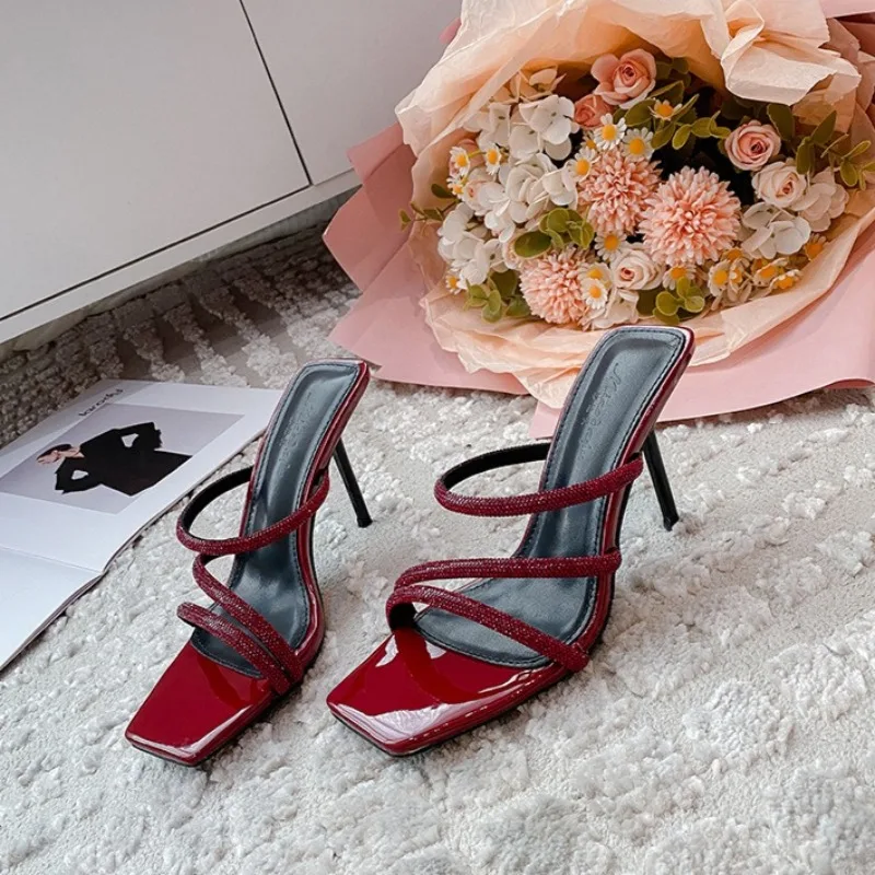 

New Women Shoes Fashion Runway Style High Heeled Sandals for Woman Exquisite Rhinestone Casual Shoe Designer Shoes Zapatos Mujer