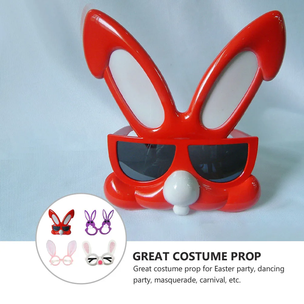 กรอบแว่นตากระต่ายสำหรับงานปาร์ตี้อีสเตอร์ 4 ชิ้น แว่นตาการ์ตูน น้ำหนักเบา เป็นมิตรกับสิ่งแวดล้อม อุปกรณ์แต่งกายสร้างสรรค์ สำหรับงานเทศกาลและถ่ายรูป