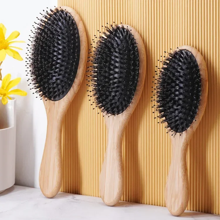 Boar Bristle Hair Brush Peine OAK Wood Comb for Women Hair Styling Scalp Massage Hairbrush Salon De Beaute Barber Accessories