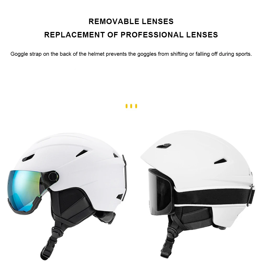 Casque de ski avec lunettes pour hommes et femmes, casque de neige de sécurité, lunettes de ski ajustables, casque de planche à roulettes anti-buée