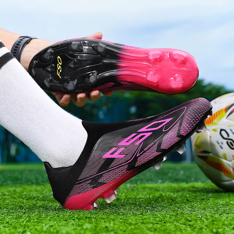 Soccer Shoes Breath Fabric Hard Long Stud Anti-slip Wearproof Natural Grass Daily Training Sneakers