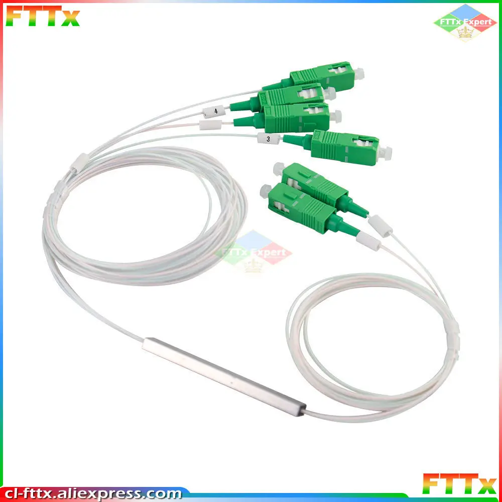 High quality Fiber Optical PLC 2x4 Splitter with SC/APC Fiber Optic Splitter SM 0.9mm G657A 9/125um