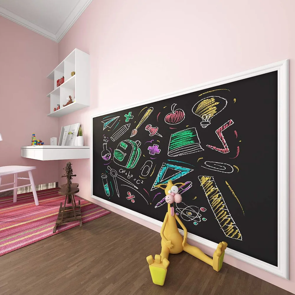 PVC Draw Mural Decor ChalkBoard Blackboard Stickers Chalk Board Erasable Wall Sticker for Kids Rooms Bedroom Office 45x200cm