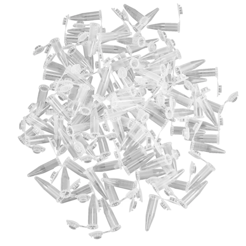 800 قطعة 1.5 مللي مختبر أنبوب اختبار بلاستيكي صغير قارورة الطرد المركزي غطاء المفاجئة 42X11mm واضح