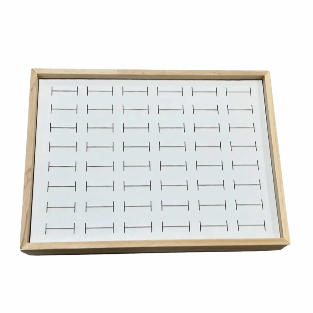 48 Grids Wood Rings Tray Velvet Exquisite Earrings Display Tray Jewlery Organizer Ear Studs Case Ring Earring Holder Desk