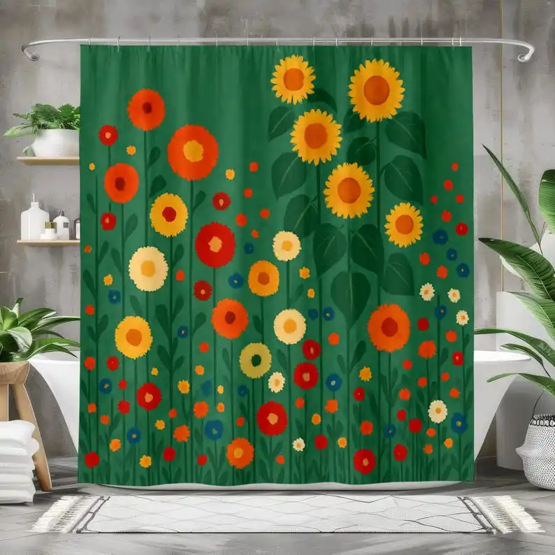 Wolf and Lightning Shower Curtain, Nature-Inspired Bath Curtain,Waterproof Fabric, Thunderstorm and Wolf Design, Wilderness Art