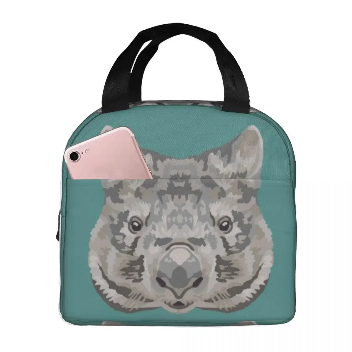 Common Wombat Face Insulated Lunch Bags Leakproof Picnic Bags Thermal Cooler Lunch Box Lunch Tote for Woman Work Kids School