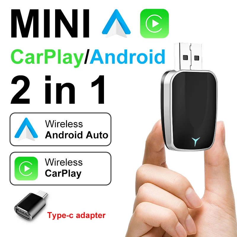 

Беспроводной адаптер 2-в-1 CarPlay и Android Auto 2026 AI Box: подключение Plug and Play, универсальный для Nissan
