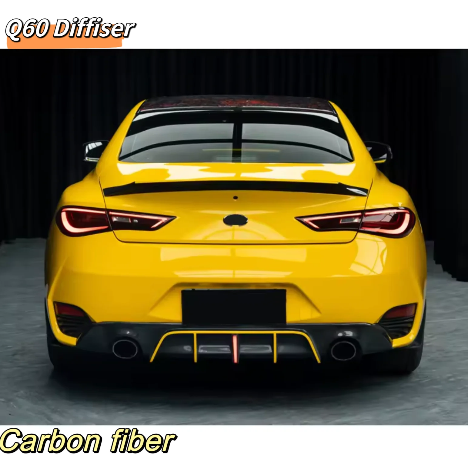 Carbon Fiber Diffuser for Infiniti Q60 2016-2021 Refit Carbon Fiber Rear Bumper Lip Diffuser V2